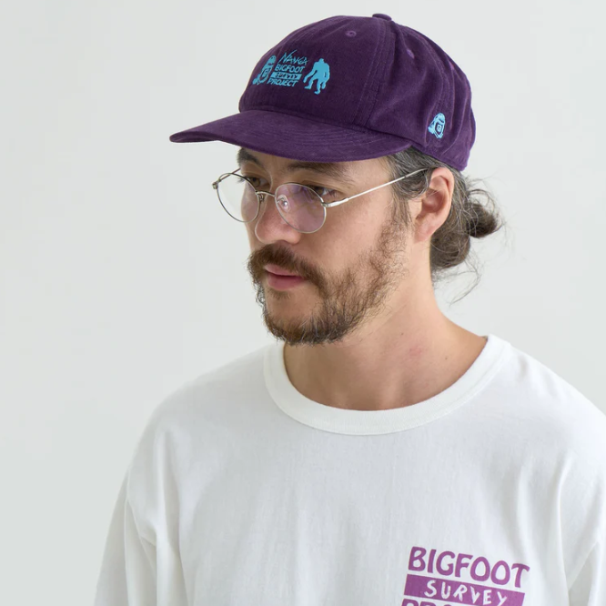 NANGA×TACOMA FUJI RECORDS(ナンガ×タコマフジレコード) BIGFOOT SURVEY PROJECT LOGO CORDUROY CAP(ビッグフットサーベイ プロジェクトロゴ コーデュロイキャップ)